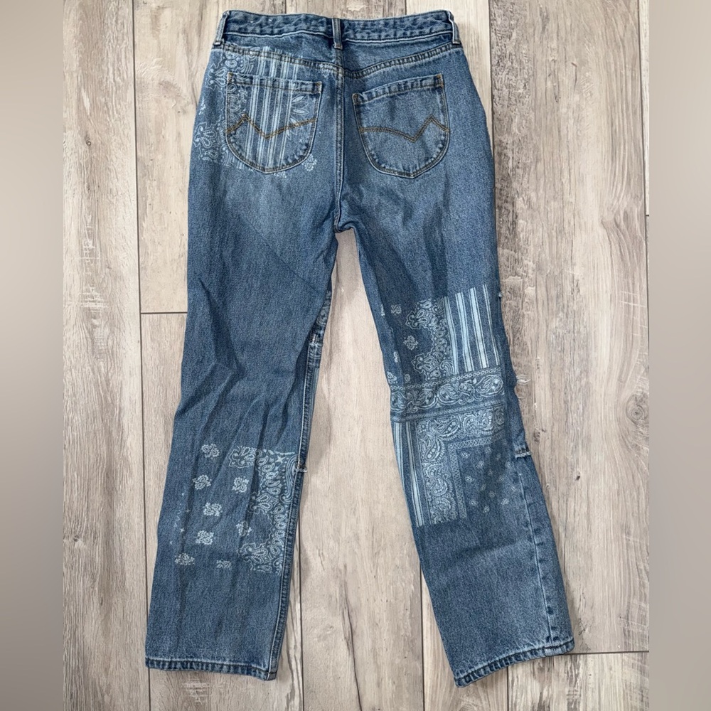 Cleo + Wolf Astoria High Rise patchwork straight jeans size 25 - Picture 9 of 10